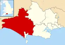 West Dorset shown within Dorset