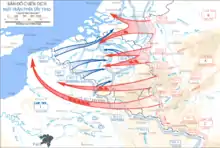 Juxtaposition of the German sickle cut and the Allied Dyle Plan.