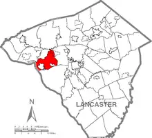 Map of Lancaster County, Pennsylvania highlighting West Hempfield Township