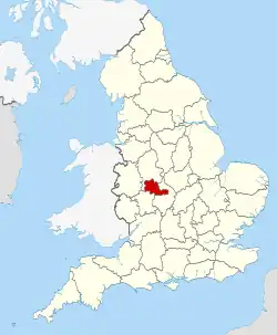 Map of England showing the West Midlands County