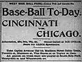 Newspaper ad for opening game of West Side Park (II)