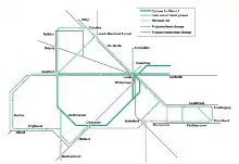 An urban transport map of West Yorkshire