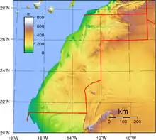 Topography of Western Sahara