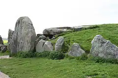 Photograph of a Neolithic long barrow