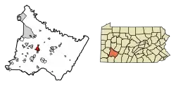 Location of Greensburg in Westmoreland County, Pennsylvania.