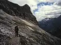 On the Plattsteig trail just before the hut. The Brunntalkopf towers above it (2,265 m)