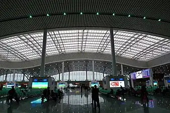 Inside the waiting hall of Changsha South railway station