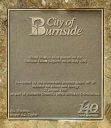 Heritage Listing commemorative plaque