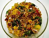 A salad prepared with wheat berries