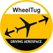 wheel tug logo showing a plane and the caption "driving aerospace"