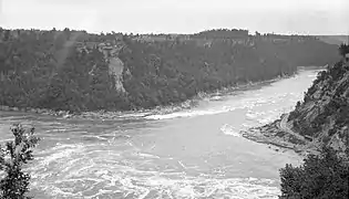 View of Niagara Whirlpool from Canadian side with Niagara Gorge Railroad visible in bottom right, 1911