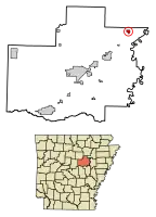 Location of Bradford in White County, Arkansas.