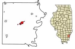 Location of Carmi in White County, Illinois.