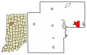 Location of Idaville in White County, Indiana.