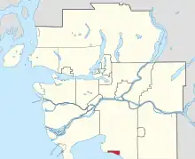 Location of White Rock in Metro Vancouver