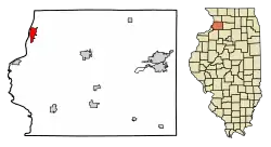 Location of Fulton in Whiteside County, Illinois.