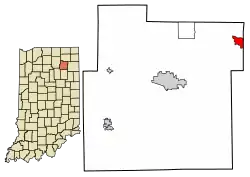 Location of Churubusco in Whitley County, Indiana.