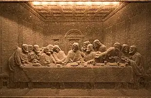 The Last Supper carved in salt in the Wieliczka Salt Mine