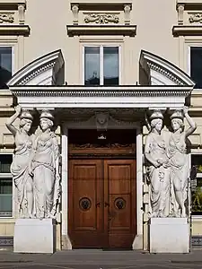 Neoclassical caryatids of the portal of the Palais Pallavicini in Josefsplatz, Vienna, Austria, by Johann Ferdinand Hetzendorf von Hohenberg, 1784