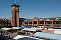 A view from the Galleries looking towards Wigan Outdoor Market on Wigan Square