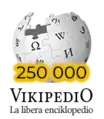 The Esperanto Wikipedia's 250K commemorative logo. (September 2018)