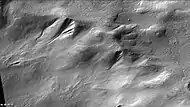 Gullies in Porter Crater, as seen by CTX camera (on Mars Reconnaissance Orbiter). Note: this is an enlargement of the previous photo.