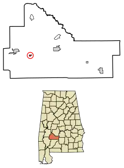 Location of Yellow Bluff in Wilcox County, Alabama.