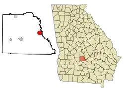 Location in Wilcox County and the state of Georgia