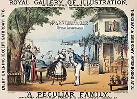Image 165A Peculiar Family poster at William Brough (writer), by Robert Jacob Hamerton (restored by Adam Cuerden) (from Wikipedia:Featured pictures/Culture, entertainment, and lifestyle/Theatre)