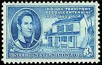 1950 issue of Harrison on Indiana statehood stamp