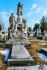 The monument for William J. Mullen was built by Daniel Kornbau and exhibited at the 1876 Centennial Exhibition