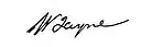 Cursive signature in ink