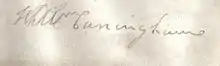 1848 Signature on vellum of William Cuninghame Esq. of Lainshaw, superior of the Barony of Lainshaw.