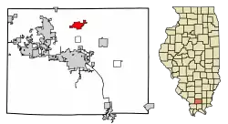 Location of Johnston City in Williamson County, Illinois.