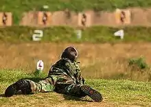 Unidentified young army cadet on rifle range