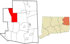 Eastford's location within Windham County and Connecticut