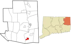 Location in Windham County and the state of Connecticut.