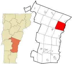 Location in Windsor County and the state of Vermont.