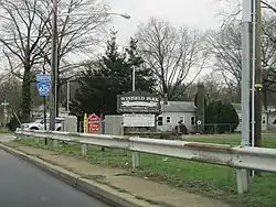 Welcome sign at the intersection of Stiles Street and Winfield Place