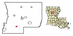 Location of Atlanta in Winn Parish, Louisiana.