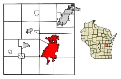 Location of Oshkosh in Winnebago County, Wisconsin.