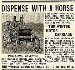 1898 Winton Motor Carriage Company's first automobile ad