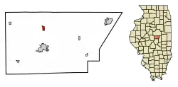 Location of Wapella in Witt County, Illinois.
