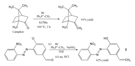 Two examples of the Wittig reaction using methylenetriphenylphosphorane