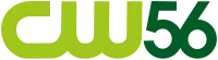 The CW logo in light green on left next to a 56 in a sans-serif typeface