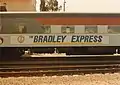 Rail car being used for a whistle-stop tour by Democratic 1986 California gubernatorial nominee Tom Bradley
