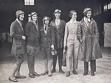 Women pilots who escorted the landing of Amy Johnson in Sydney on 4 June 1930, at the end of the first England to Australia flight by a woman. Photo presented to the National Library of Australia by Miss Meg Skelton (on left).