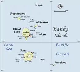Location of Kwakéa (Qakea) off Vanua Lava in Banks Islands