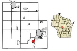 Location of Nekoosa in Wood County, Wisconsin.