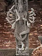 Wood carved roof decoration on the Chandeshwari Temple.